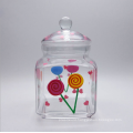 glass candy jar with lid and color box